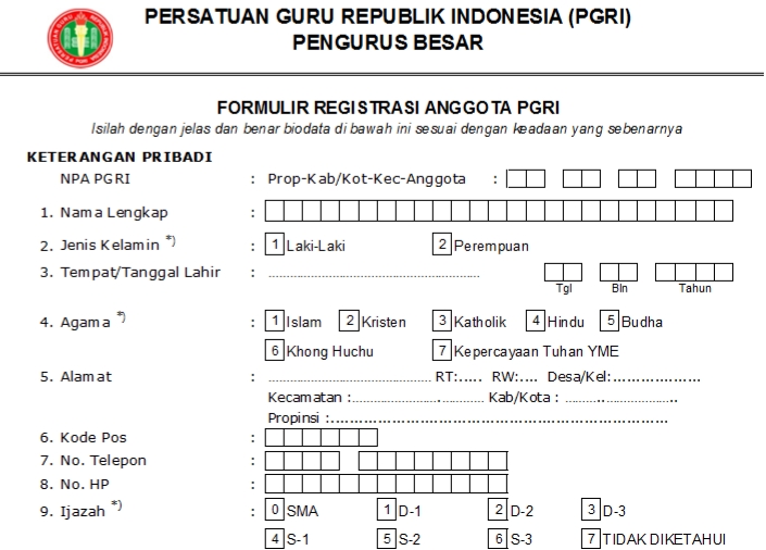 Pendaftaran PGRI Muarawahau - Persatuan Guru Republik Indonesia Cabang Muarawahau